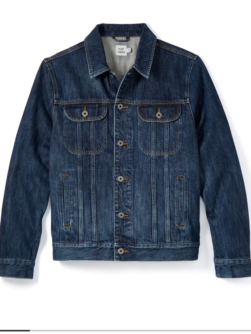 Huckberry Flint and Tinder Men's Dark Blue Denim Trucker Jacket